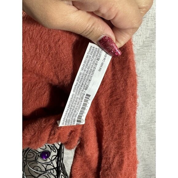 forever 21 orange mock neck fuzzy cropped sweater size L - Picture 10 of 10